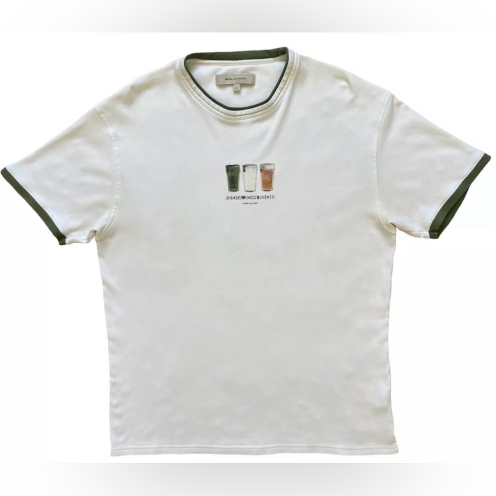 Rocha. John Rocha World Cup 2002 Beer Pints Shirt White Brown Collar XL Mens